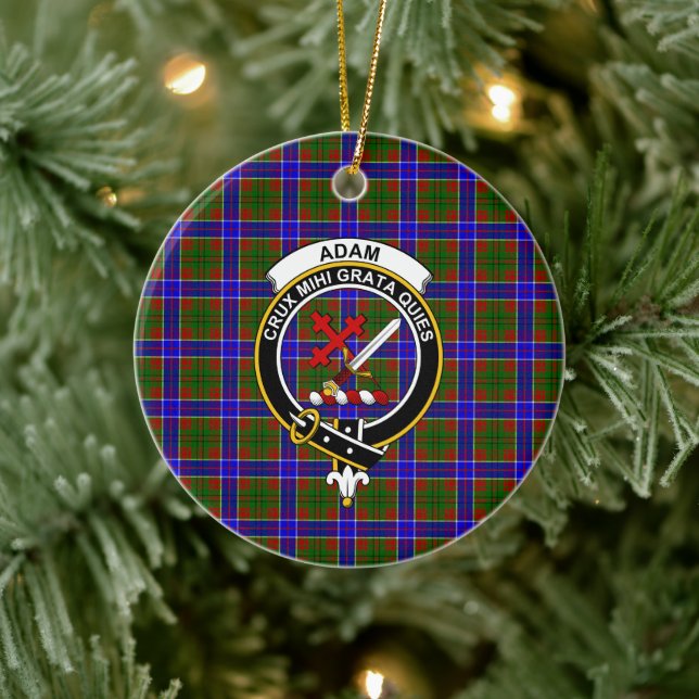 Scottish Clan Adam Tartan and Crest Ceramic Ornament (Tree)