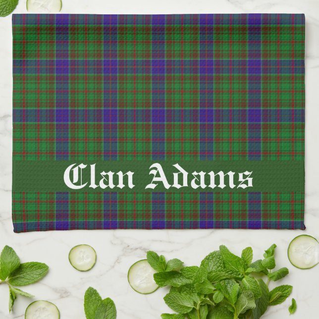 Scottish Clan Adams Tartan Plaid  Kitchen Towel (Folded)