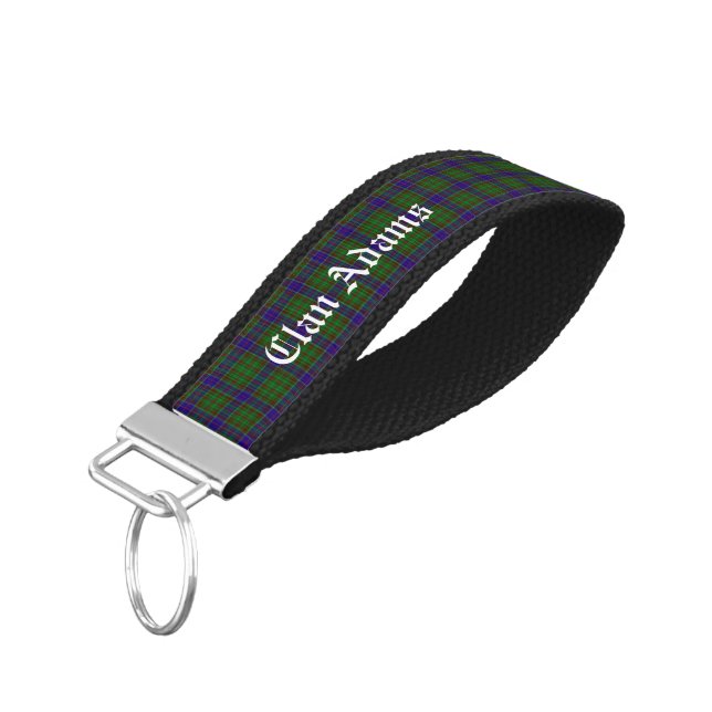 Scottish Clan Adams Tartan  Plaid  Wrist Keychain (Angled Down)