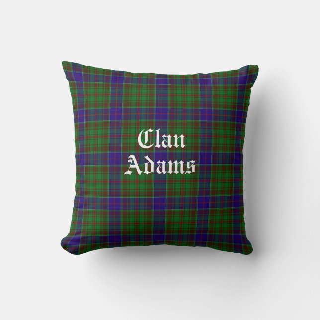 Scottish Clan Adams Tartan Throw Pillow (Front)