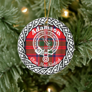 Scottish Clan Adamson Tartan and Crest Ceramic Ornament