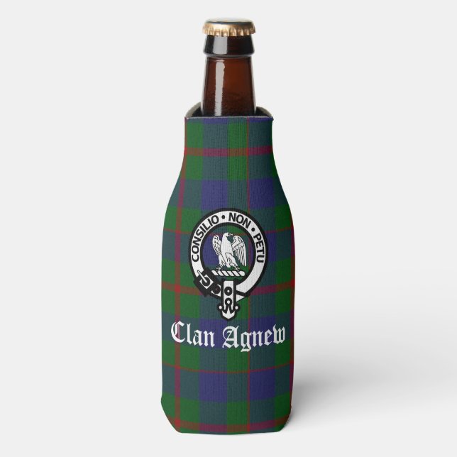 Scottish Clan Agnew Crest & Tartan  Bottle Cooler (Bottle Front)