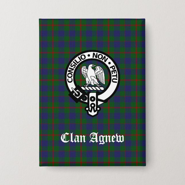 Scottish Clan Agnew Crest & Tartan  Button (Front)
