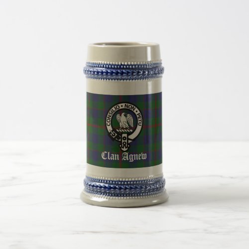 Scottish Clan Agnew Crest  Tartan Custom Beer Stein