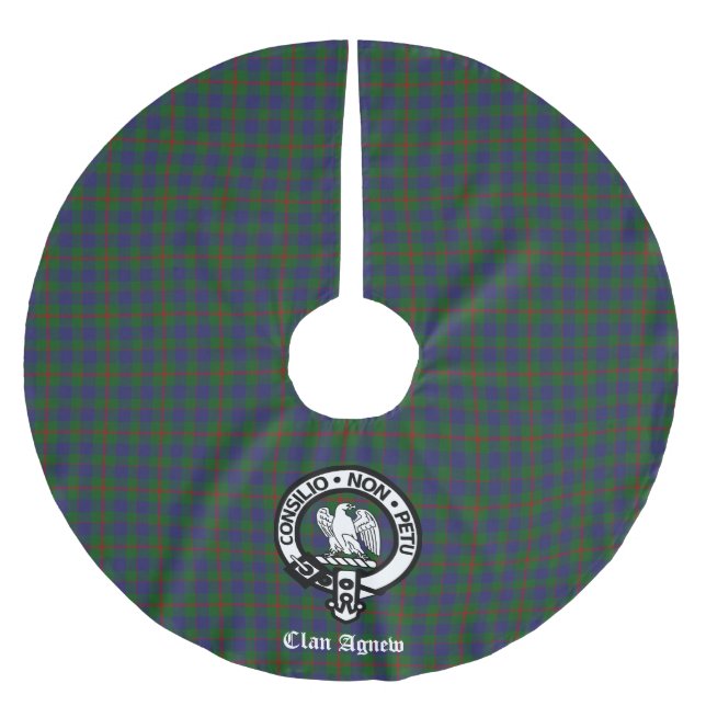 Scottish Clan Agnew Tartan Crest Customizable  Brushed Polyester Tree Skirt (Front)