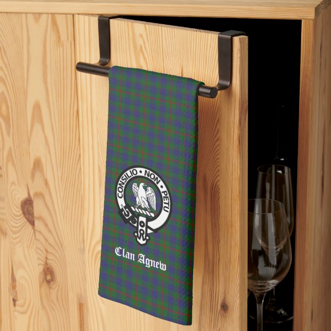 Scottish Clan Agnew Tartan Crest   Kitchen Towel (Thirds Fold)