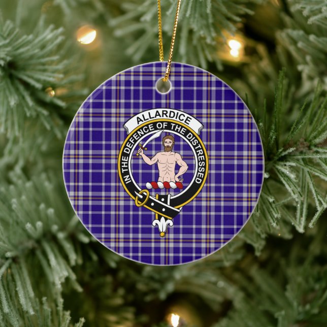 Scottish Clan Allardice Tartan and Crest Ceramic Ornament (Tree)