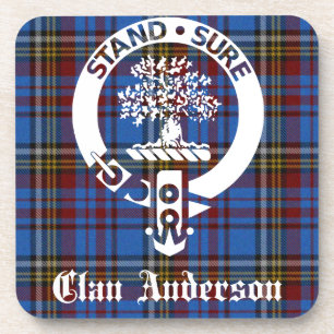 Scottish Clan Anderson Crest & Tartan Beverage Coaster