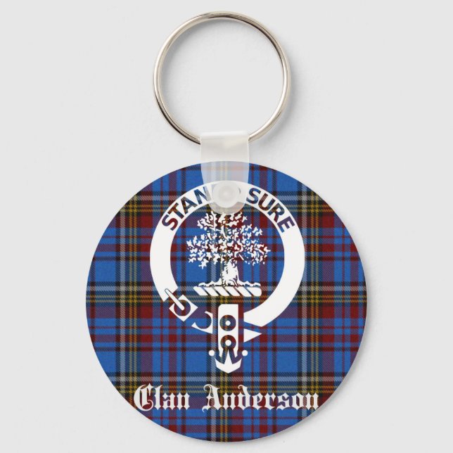 Scottish Clan Anderson Crest & Tartan Keychain (Front)