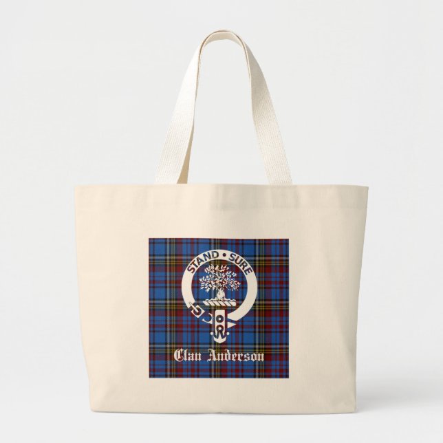 Scottish Clan Anderson Crest & Tartan Large Tote Bag (Front)