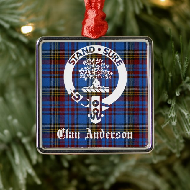 Scottish Clan Anderson Crest & Tartan Metal Ornament (Tree)
