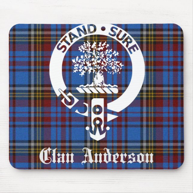 Scottish Clan Anderson Crest & Tartan Mouse Pad (Front)