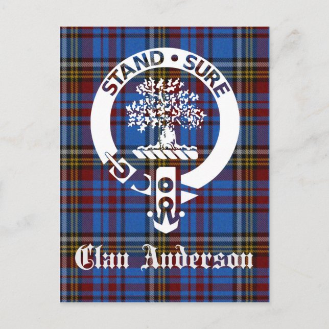 Scottish Clan Anderson Crest & Tartan Postcard (Front)
