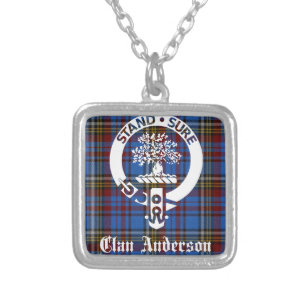Scottish Clan Anderson Crest & Tartan Silver Plated Necklace