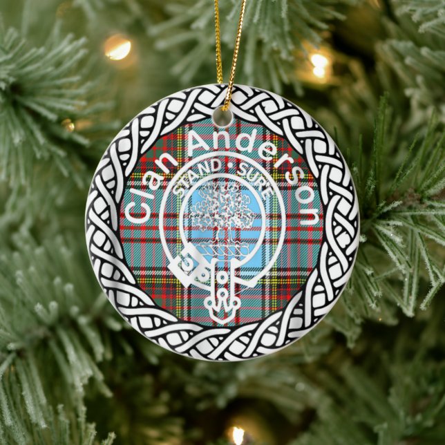 Scottish Clan Anderson Tartan and Crest Ceramic Ornament (Tree)