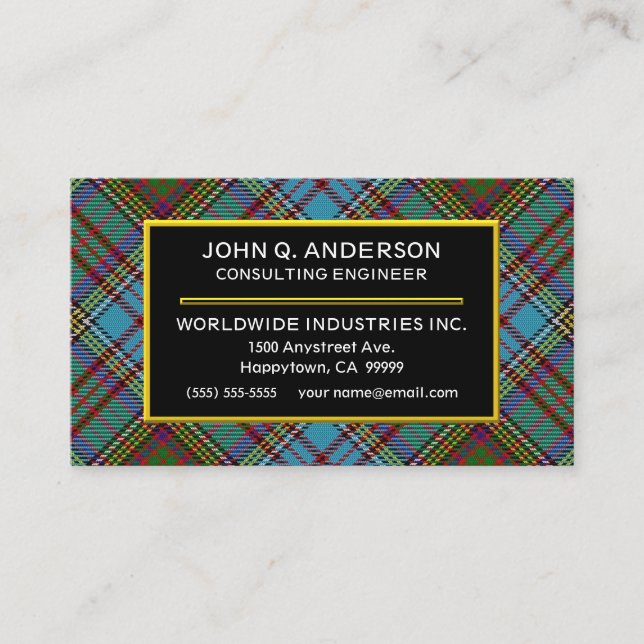 Scottish Clan Anderson Tartan Plaid Business Card (Front)
