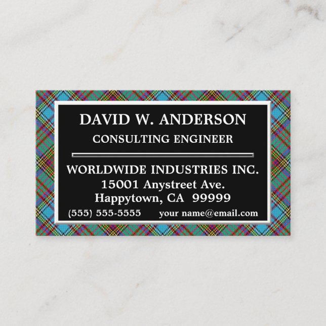Scottish Clan Anderson Tartan Plaid Business Card (Front)