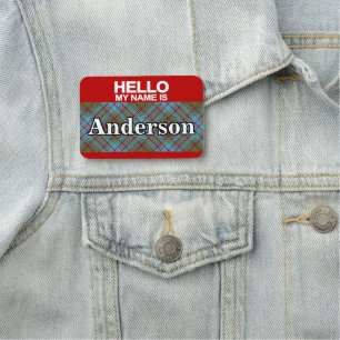 Scottish Clan Anderson Tartan Plaid Name Tag