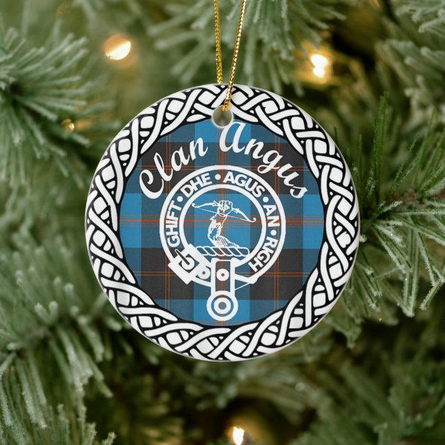 Scottish Clan Angus Tartan and Crest Ceramic Ornament (Tree)