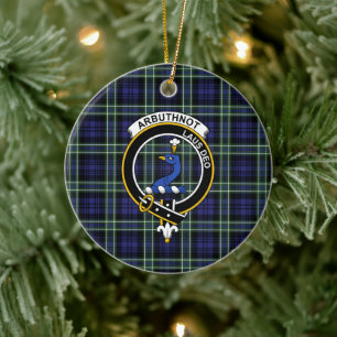 Scottish Clan Arbuthnot Tartan and Crest Ceramic Ornament