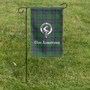 Scottish Clan Armstrong Crest Badge and Tartan Garden Flag