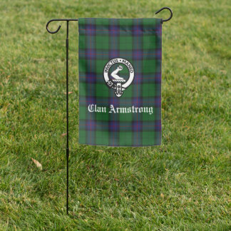 Scottish Clan Armstrong Crest Badge and Tartan Garden Flag