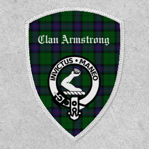 Scottish Clan Armstrong Crest & Tartan Iron On Patch