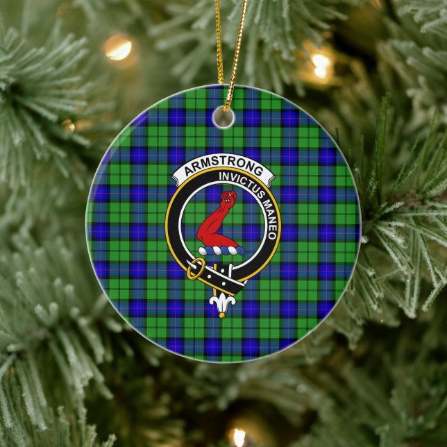 Scottish Clan Armstrong Tartan and Crest Ceramic Ornament (Tree)