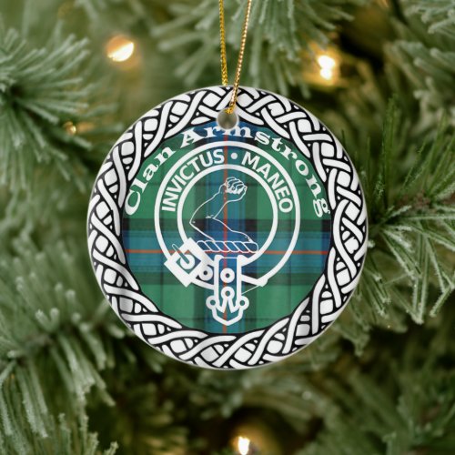 Scottish Clan Armstrong Tartan and Crest Ceramic Ornament