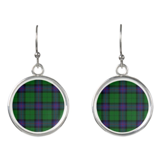 Scottish Clan Armstrong Tartan Plaid Earrings (Front)