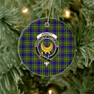 Scottish Clan Arnott Tartan and Crest Ceramic Ornament