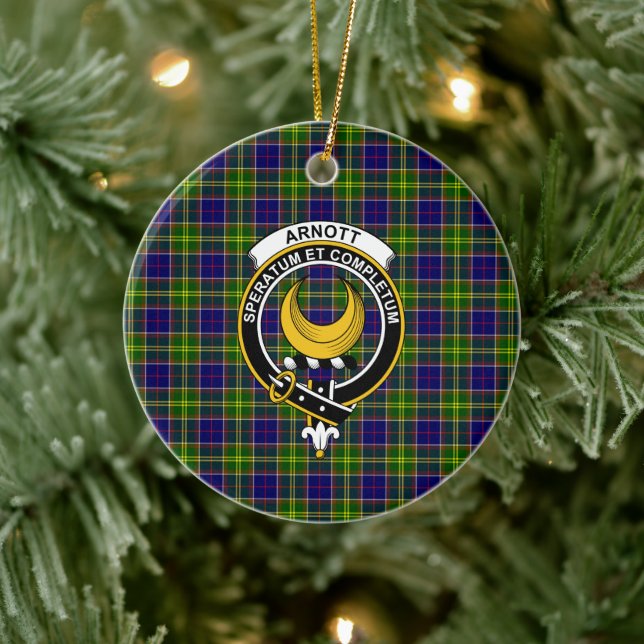 Scottish Clan Arnott Tartan and Crest Ceramic Ornament (Tree)