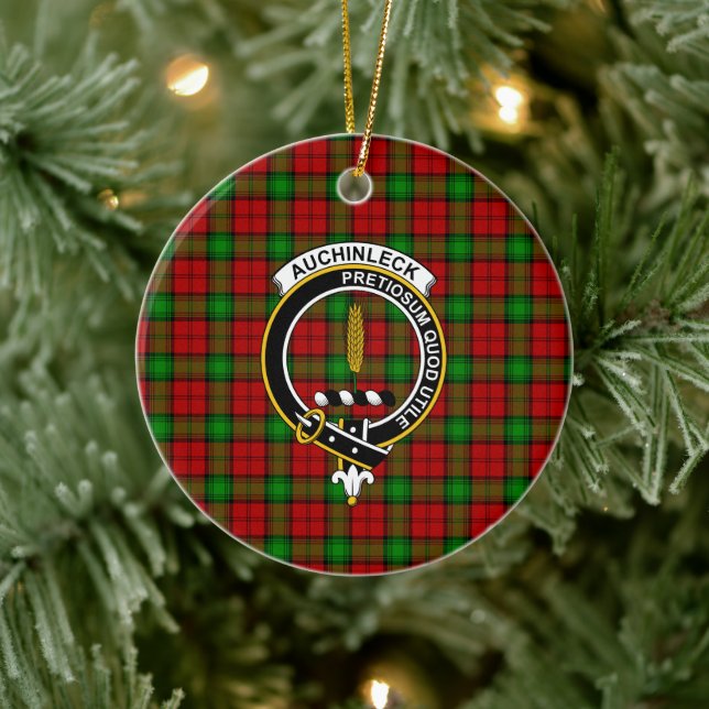 Scottish Clan Auchinleck Tartan and Crest Ceramic Ornament (Tree)