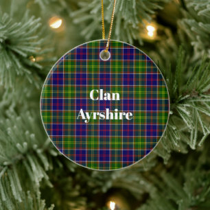 Scottish Clan Ayrshire Tartan and Crest Ceramic Ornament