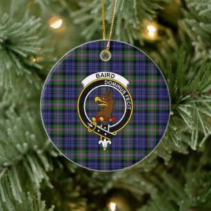 Scottish Clan Baird Modern Tartan and Crest Ceramic Ornament
