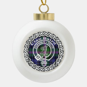 Scottish Clan Baird Tartan and Crest Ceramic Ball Christmas Ornament