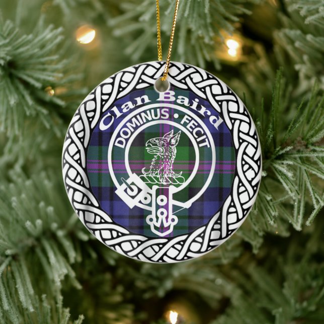 Scottish Clan Baird Tartan and Crest Ceramic Ornament (Tree)