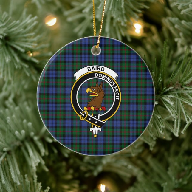 Scottish Clan Baird Tartan and Crest Ceramic Ornament (Tree)