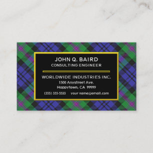 Scottish Clan Baird Tartan Plaid Business Card