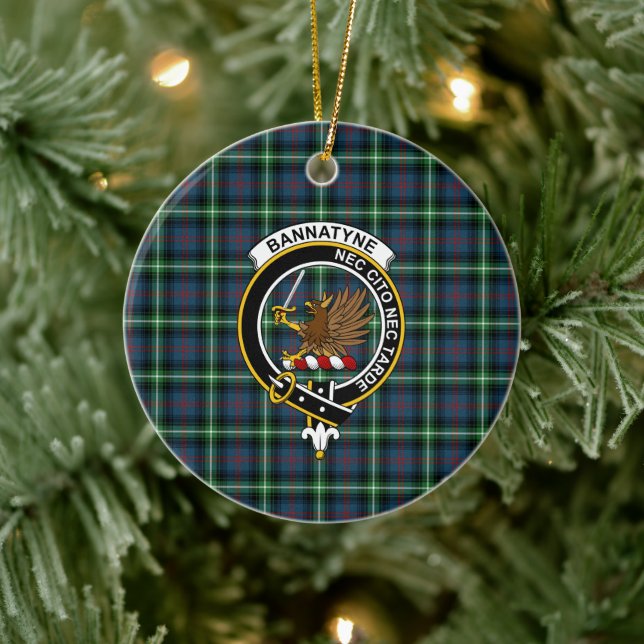 Scottish Clan Bannatyne Tartan and Crest Ceramic Ornament (Tree)