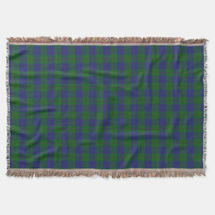 Scottish Clan Barclay Hunting Green Blue Tartan Throw Blanket