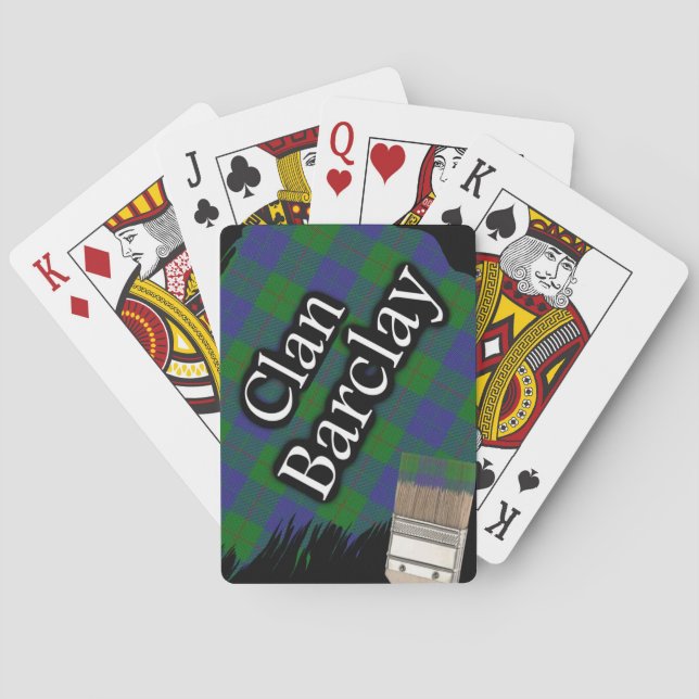 Scottish Clan Barclay Tartan Paint Brush Poker Cards (Back)