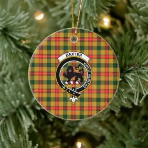 Scottish Clan Baxter Tartan and Crest Ceramic Ornament