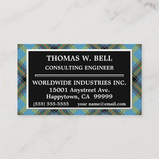 Scottish Clan Bell Tartan Plaid Business Card (Front)