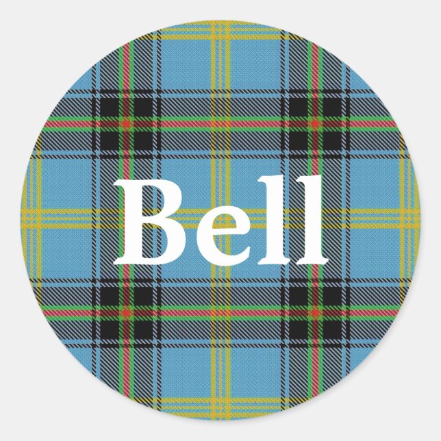 Scottish Clan Bell Tartan Plaid Classic Round Sticker (Front)