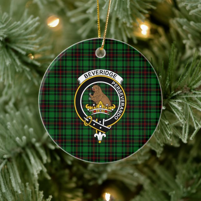 Scottish Clan Beveridge Tartan and Crest Ceramic Ornament (Tree)