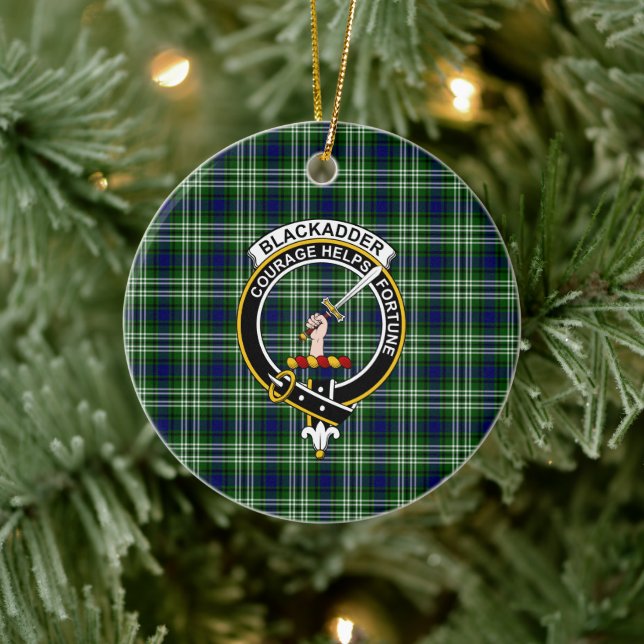 Scottish Clan Blackadder Tartan and Crest Ceramic Ornament (Tree)