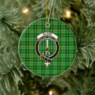 Scottish Clan Blane Tartan and Crest Ceramic Ornament