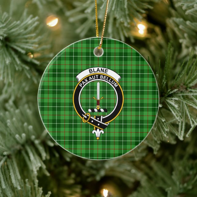 Scottish Clan Blane Tartan and Crest Ceramic Ornament (Tree)
