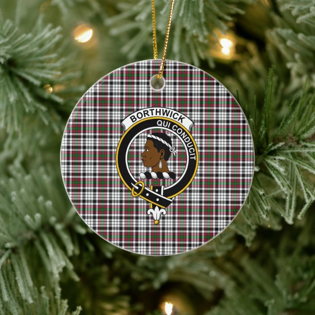 Scottish Clan Borthwick Tartan and Crest Ceramic Ornament (Tree)